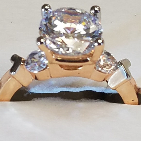 White sapphire mounted 18K filled. - Picture 4 of 4